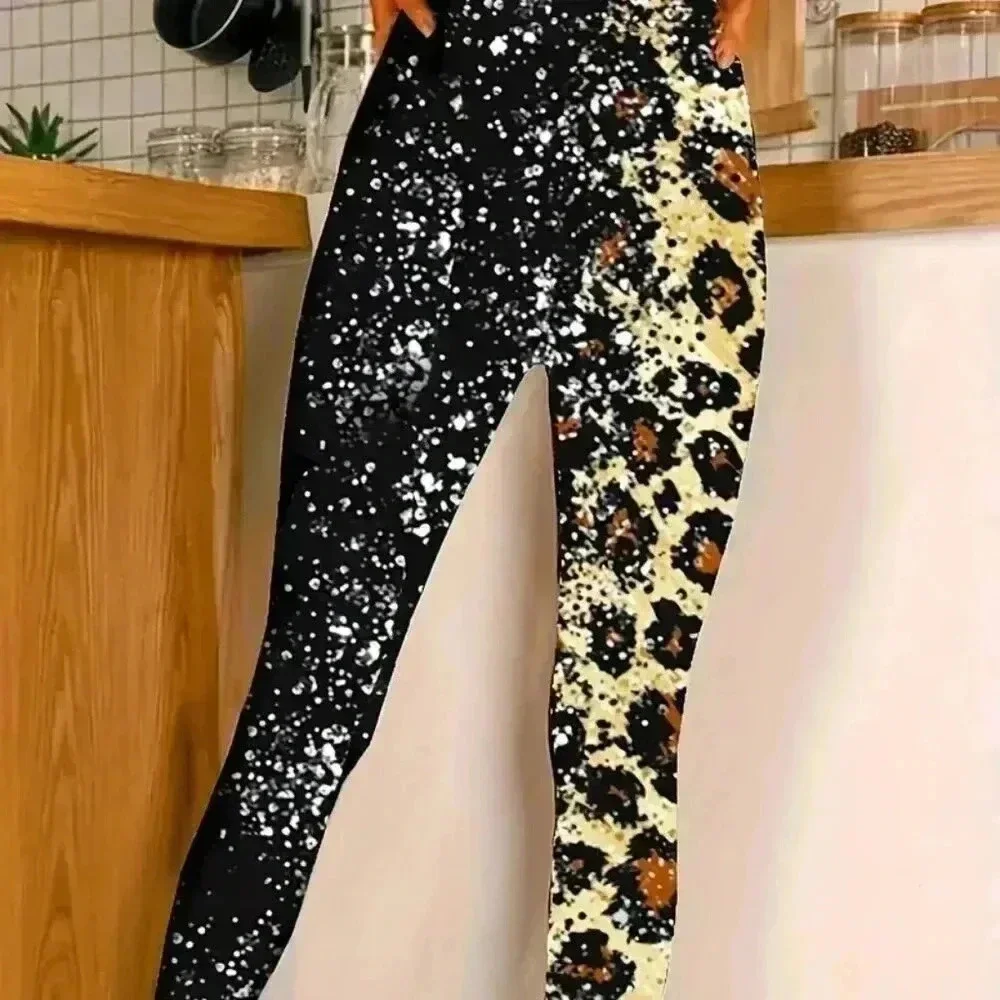 Leopard Print Skinny Leggings (Color: Leopard)